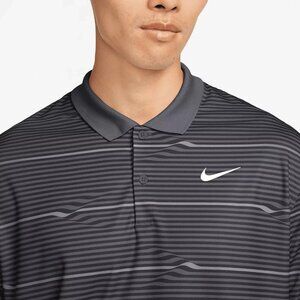 Nike Victory+ Dri-Fit Ripple Stripe Golf Polo Black Grey White Mens Size Small